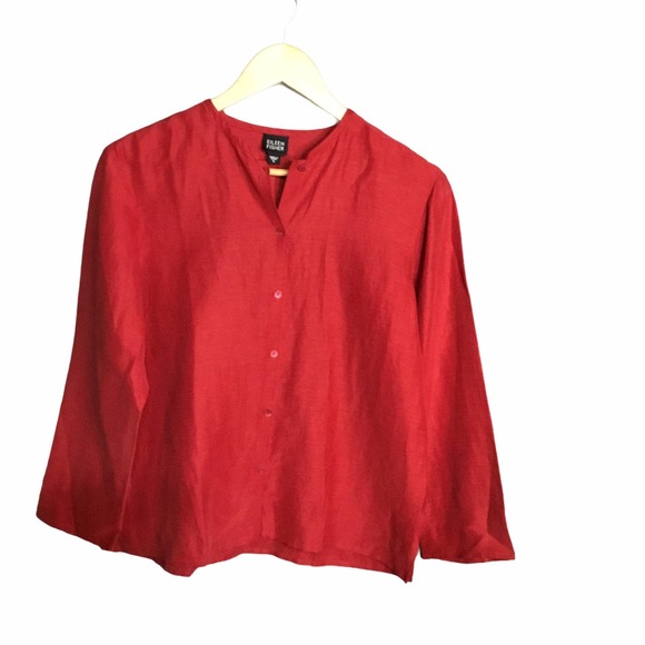 Eileen Fisher Button Long Sleeve Silk - Picture 1 of 4
